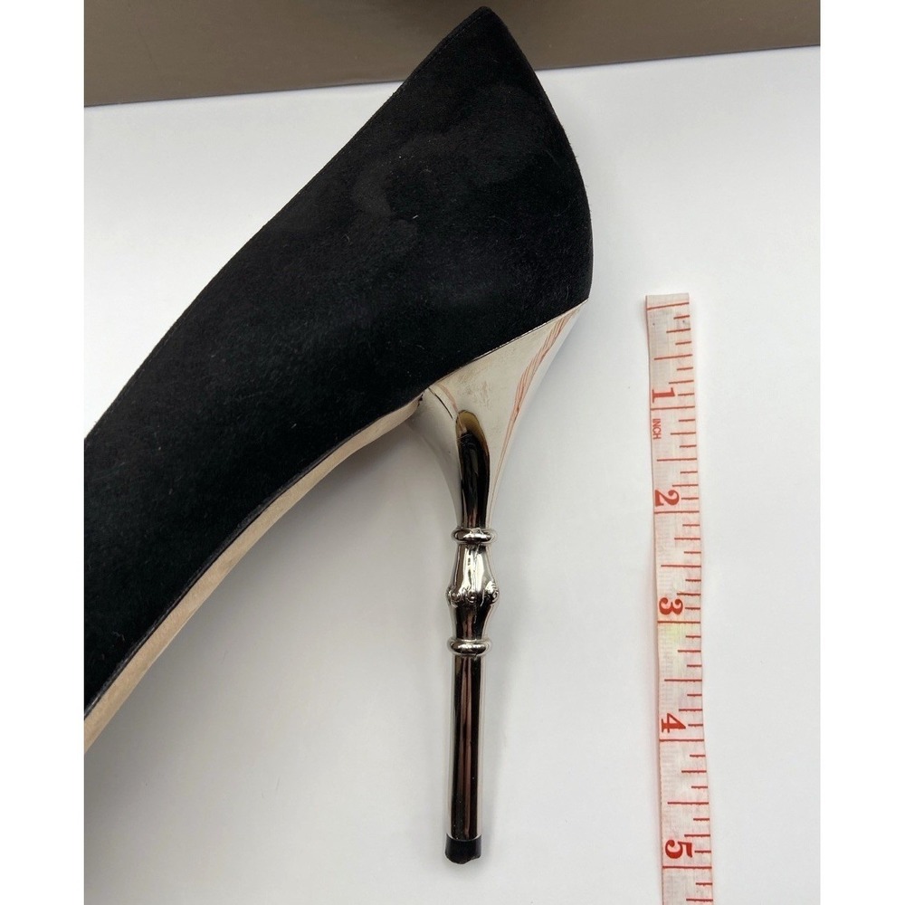 Gucci Black Suede Heels Peep Toe Women EU 40 Formal Stiletto Pumps - Picture 11 of 14